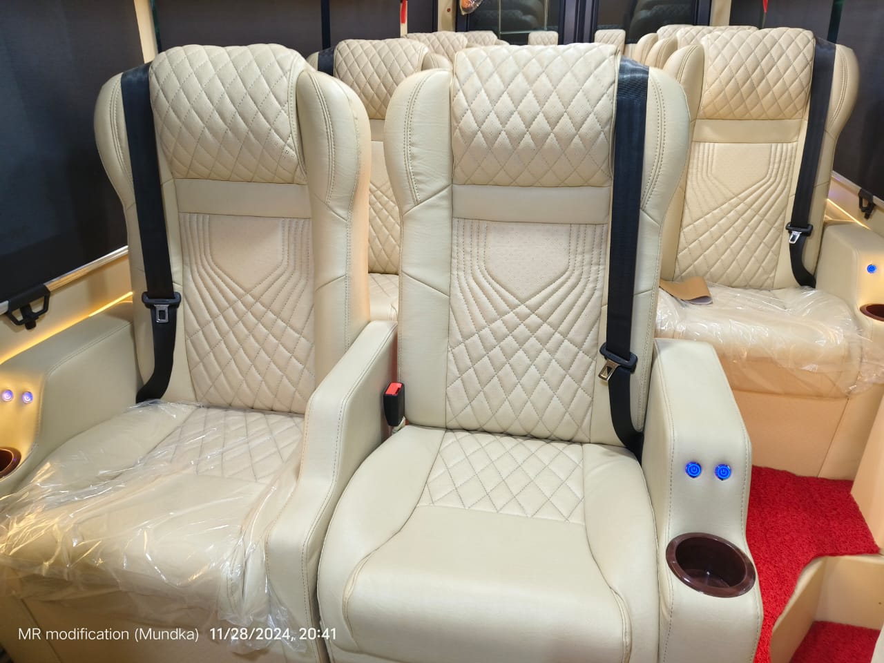 Premium passenger seats inside a Force Urbania