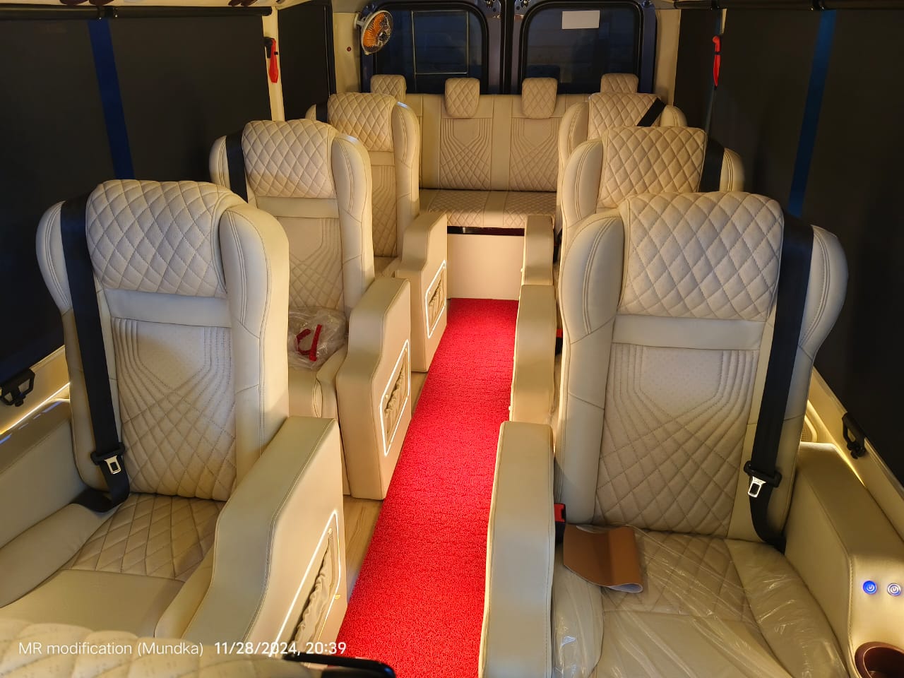 Passenger seats and aisle inside a Force Urbania