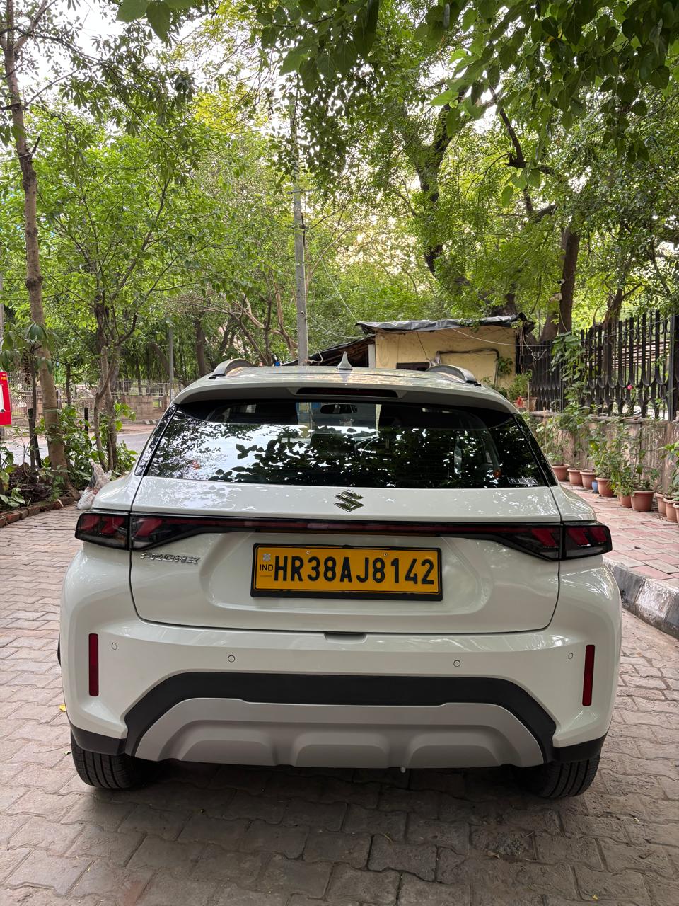 Rear view of a white SUV